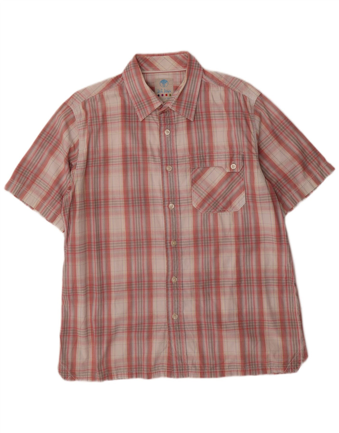 Fat Face Kortærmet Herreskjorte Stor Pink Plaid Bomuld