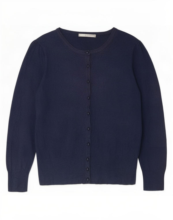 Marks & Spencer Dame Cardigan Sweater UK 14 Medium Navy Blue Viscose