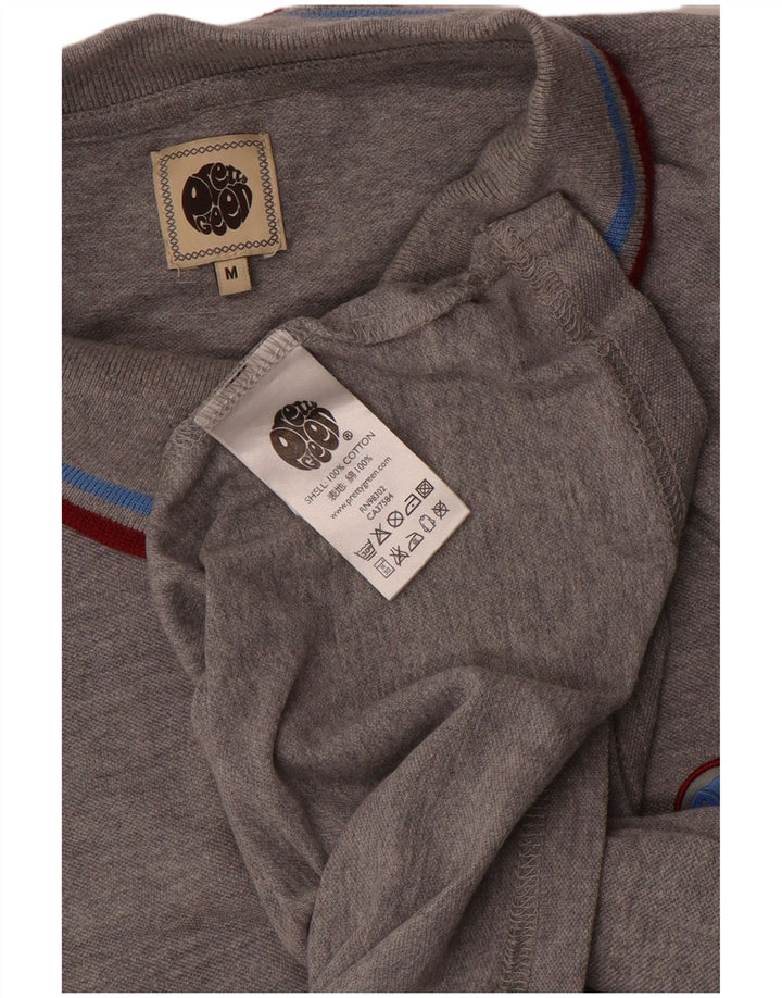 Pretty Green Langærmet Herre Polo Shirt Medium Grey Bomuld