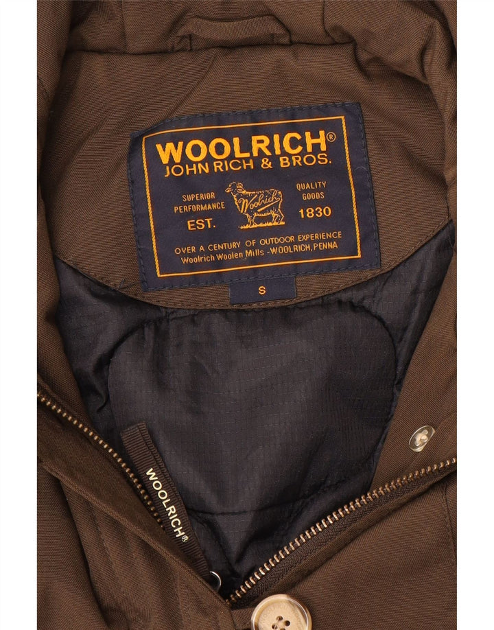 Woolrich Dame Hooded Bomber Jacket UK 10 Small Brown