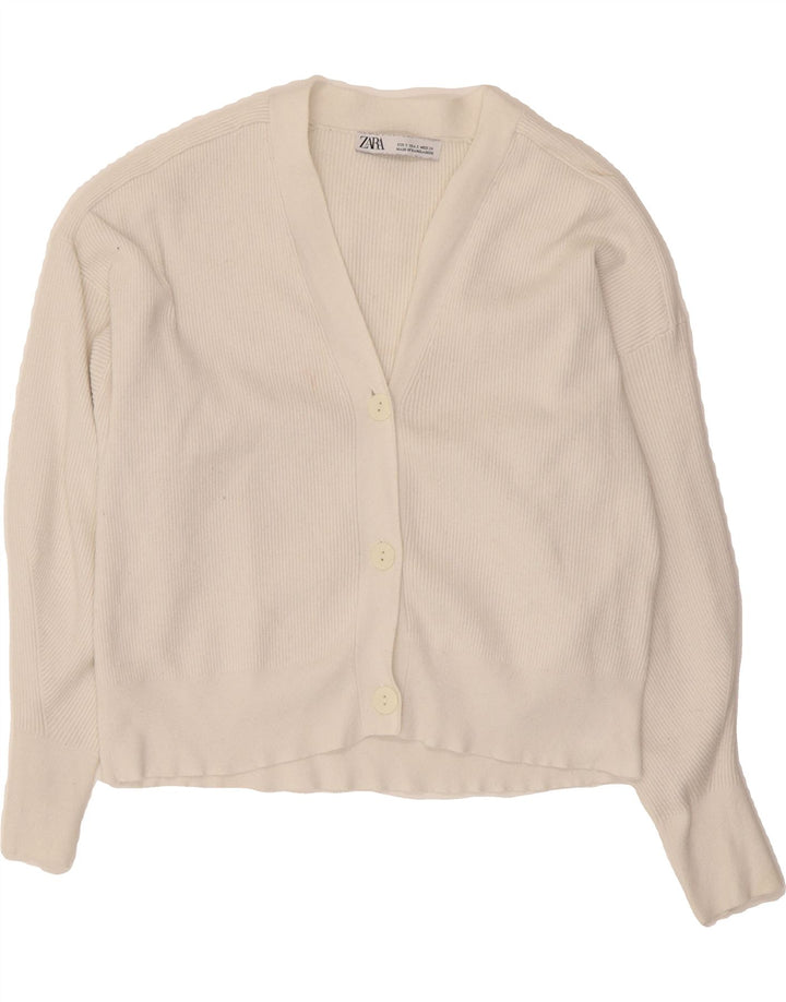 ZARA Womens Cardigan Sweater UK 10 Small White Viscose Vintage Zara and Second-Hand Zara from Messina Hembry 