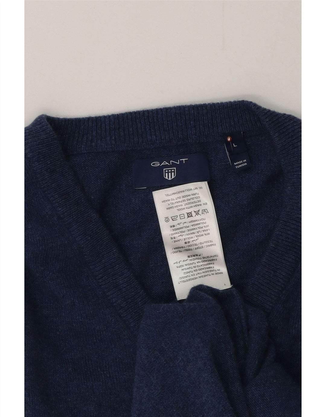 Gant Herre V-hals sweater Stor marineblå uld