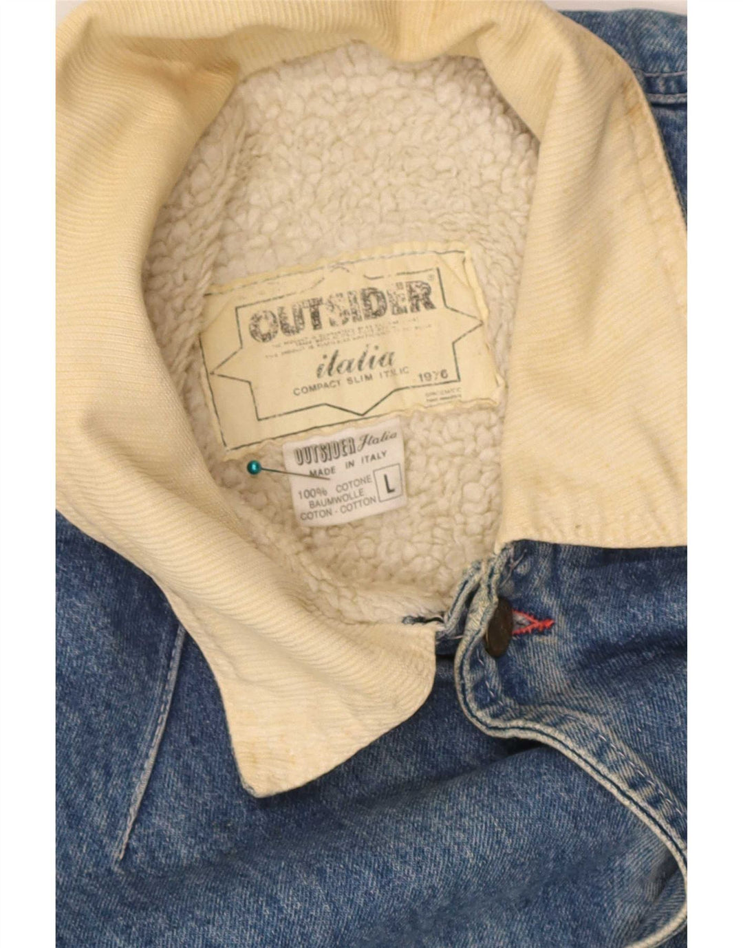 Outsider Herre Sherpa Denim Jacket UK 40 Large Blue Cotton