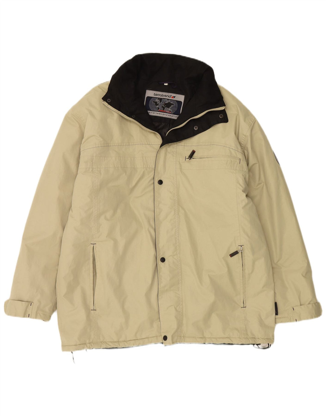 VINTAGE Windbreaker-jakke med hætte til mænd UK 42 XL Beige Polyester