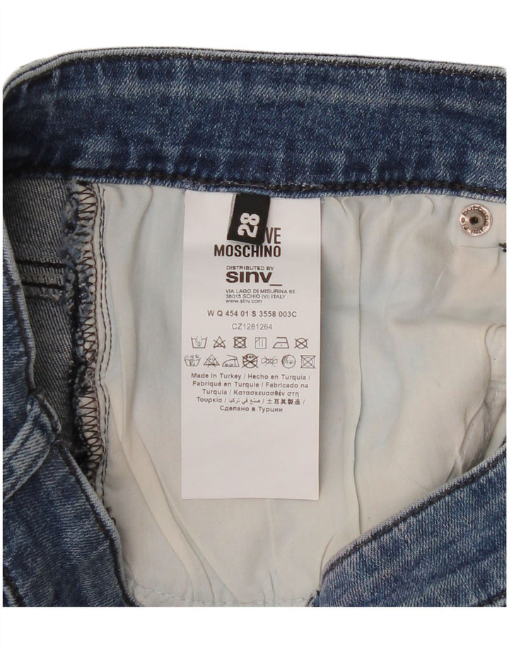 Moschino Dame Grafiske Straight Jeans W28 L27 Blå Bomuld