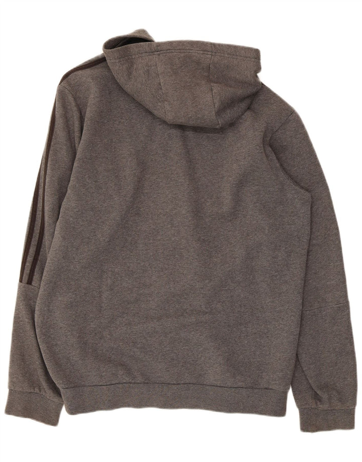ADIDAS Mens Zip Hoodie Sweater Large Grey Cotton