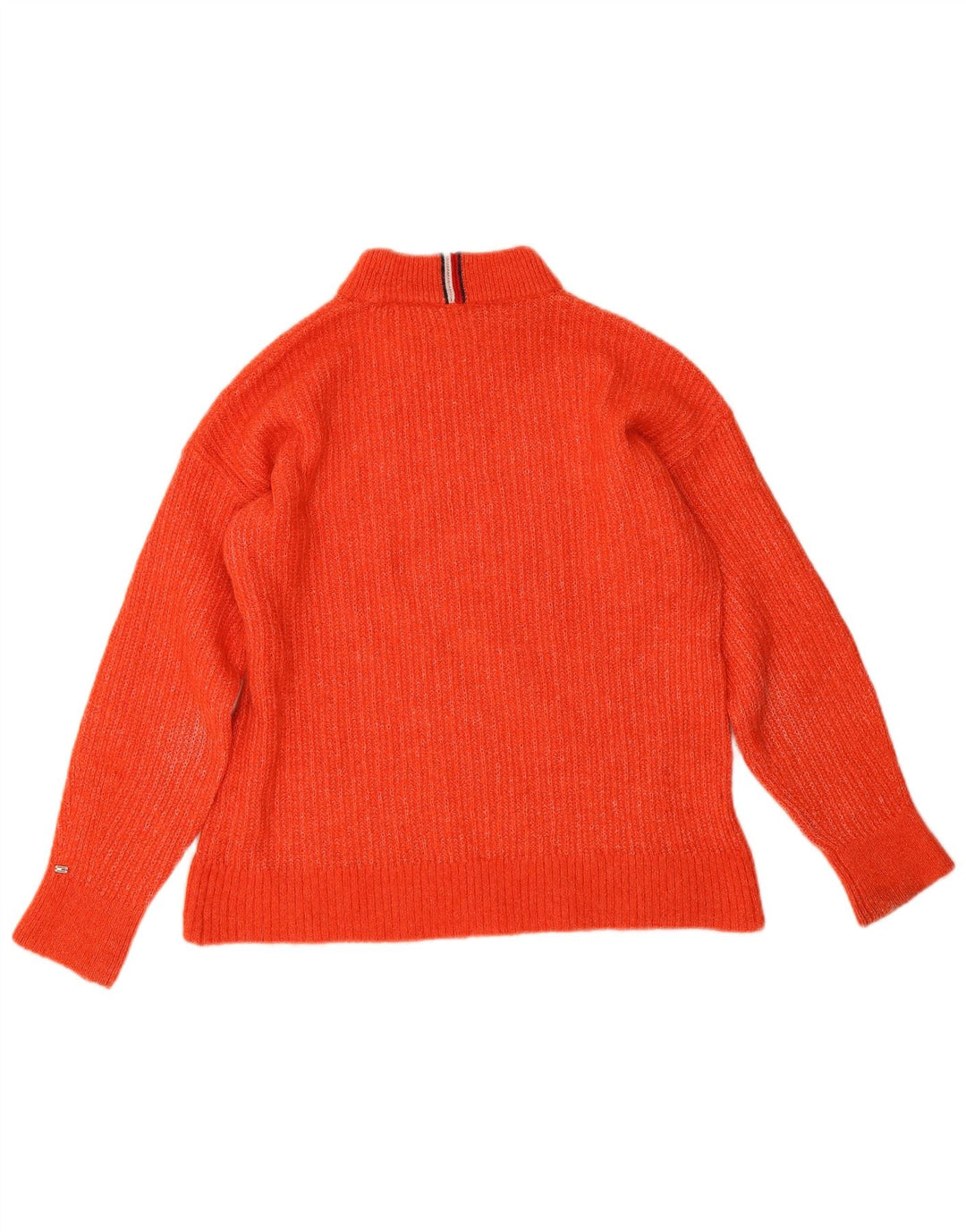 Tommy Hilfiger Dame Roll Neck Jumper Sweater UK 14 Medium Orange