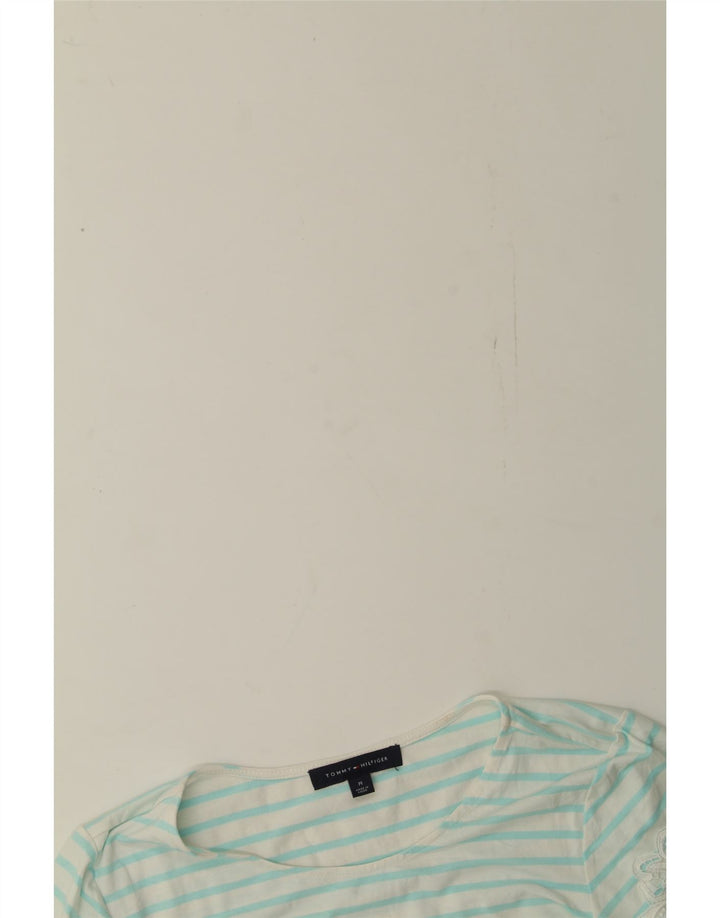 TOMMY HILFIGER Womens T-Shirt Dress UK 12 Medium Blue Striped Polyester Vintage Tommy Hilfiger and Second-Hand Tommy Hilfiger from Messina Hembry 