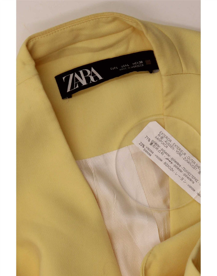 Zara Dame 3-knaps ærmeløs blazerjakke UK 14 Stor gul polyester