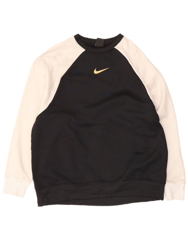 Nike Herre Dri Fit Sweatshirt Jumper Large Sort Colourblock Polyester