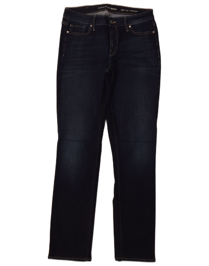 Calvin Klein Dame Straight Jeans W29 L32 Marineblå Bomuld