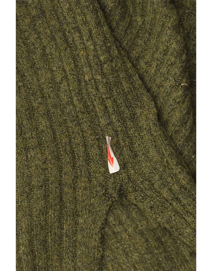 Marks & Spencer Herre Zip Neck Jumper Sweater Stor Grøn Akryl