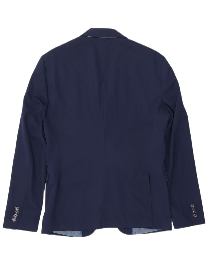 ZARA Herre 2-knaps blazerjakke EU 50 Medium Navyblå Viscose