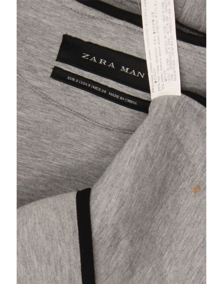Zara Herre ærmeløs hættetrøje med lynlås, lille grå polyester