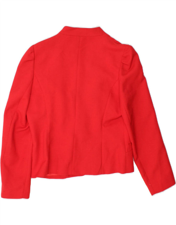 TREVIRA Womens 3 Button Blazer Jacket UK 12 Medium Red Polyester Vintage Trevira and Second-Hand Trevira from Messina Hembry 