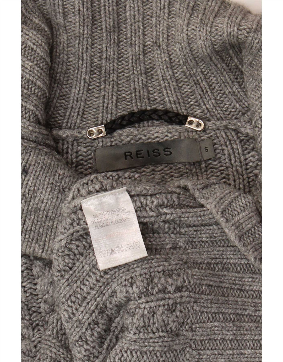 Reiss Herre Button Neck Jumper Sweater Small Grå Viscose