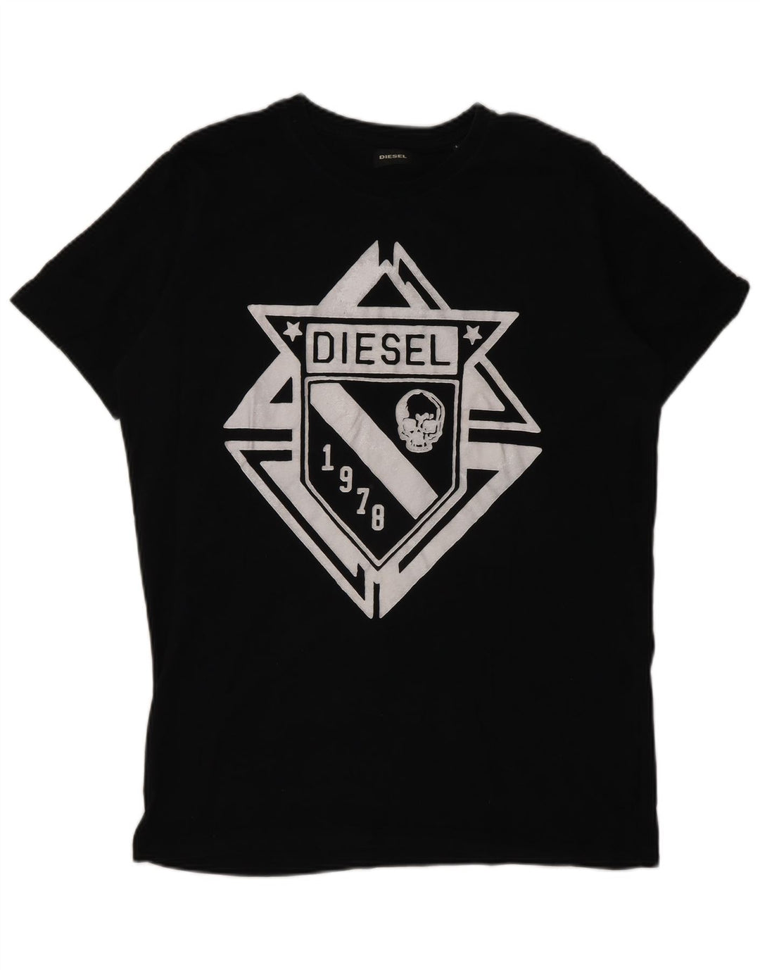 Diesel Herre Grafisk T-Shirt Top Stor Sort