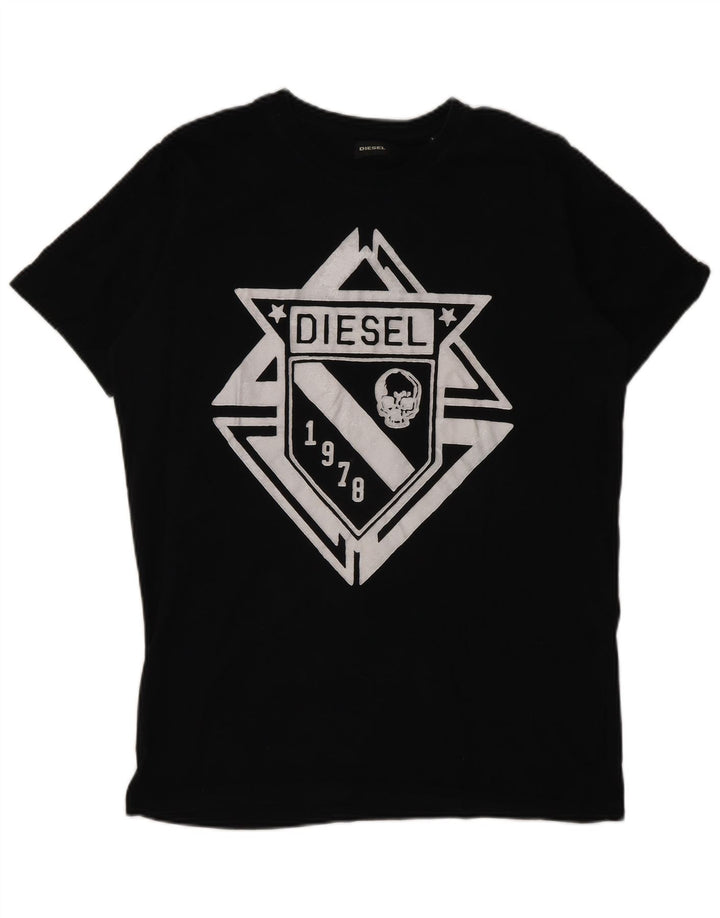Diesel Herre Grafisk T-Shirt Top Stor Sort