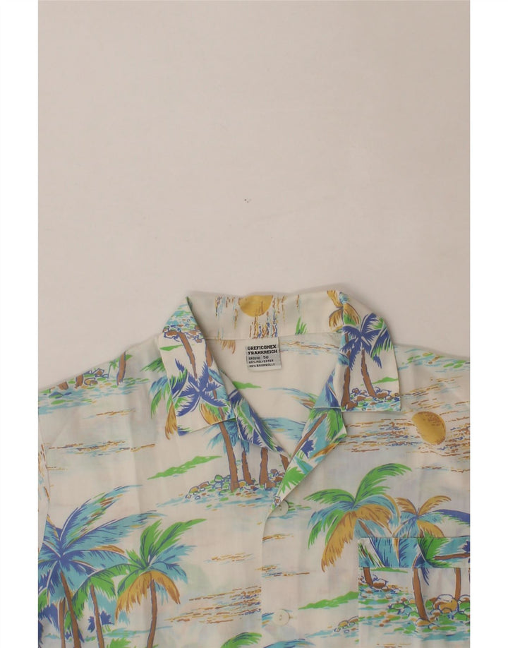 VINTAGE Mens Abstract Pattern Short Sleeve Shirt IT 50 Medium Beige Vintage Vintage and Second-Hand Vintage from Messina Hembry 