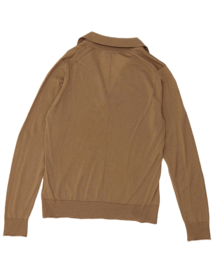 Jigsaw Dame Polo Neck Jumper Sweater UK 12 Medium Beige Uld