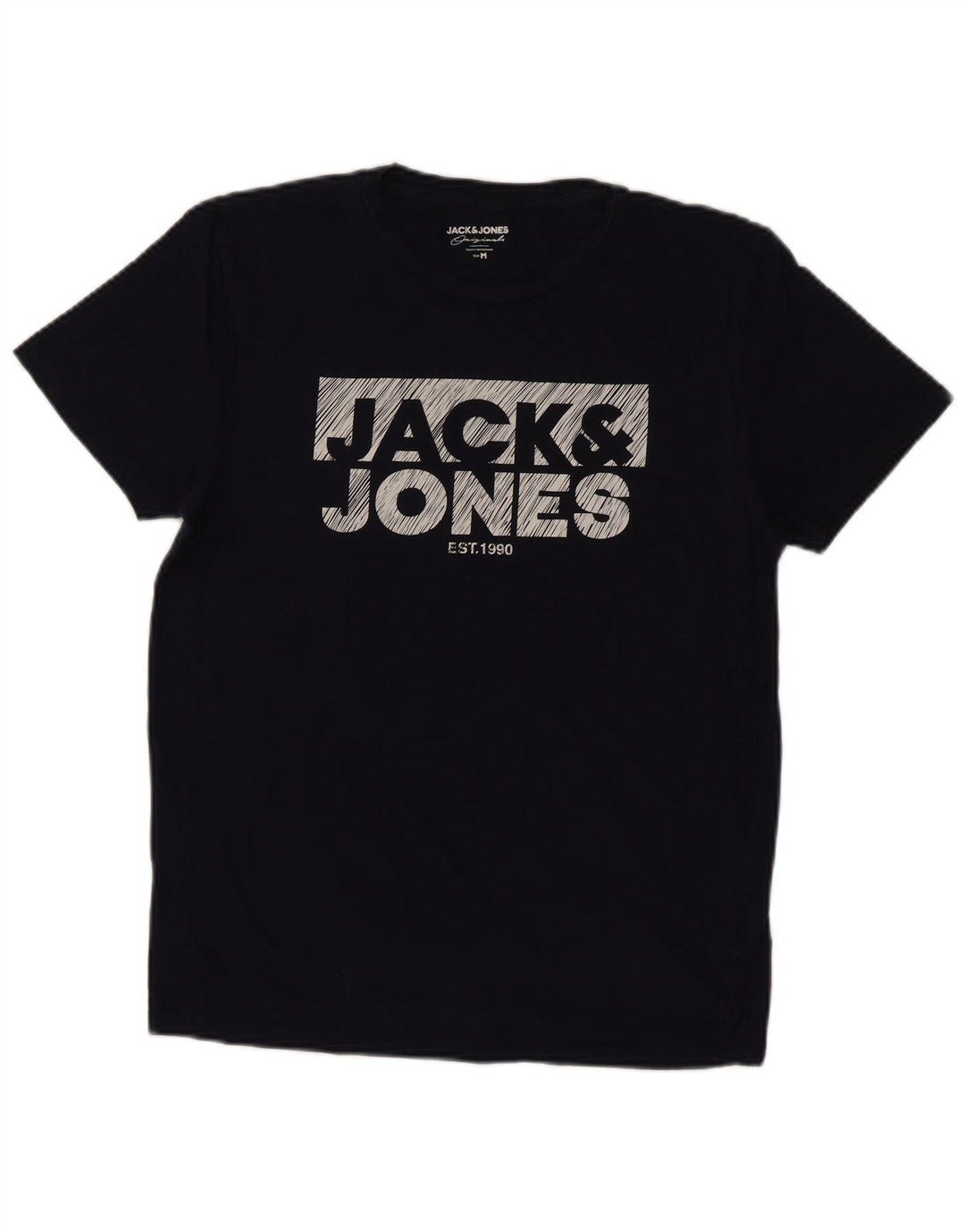 JACK & JONES Mens Graphic T-Shirt Top Medium Navy Blue