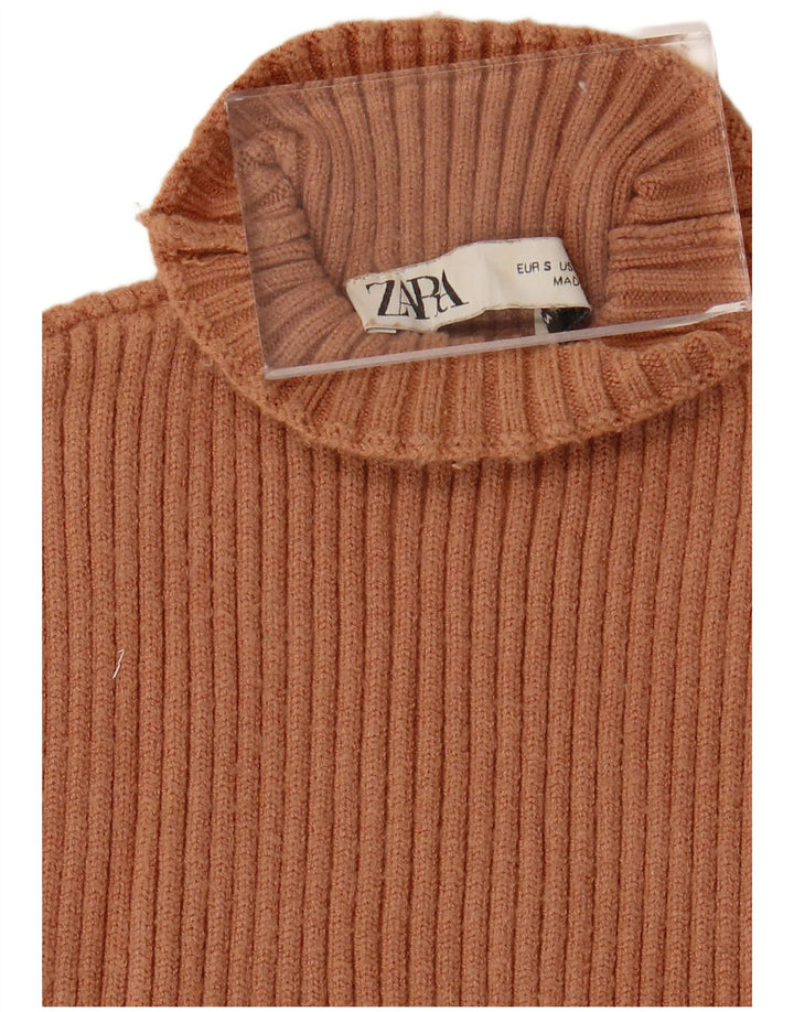 Zara Dame Crop Vest Tank Top UK 10 Lille Brun