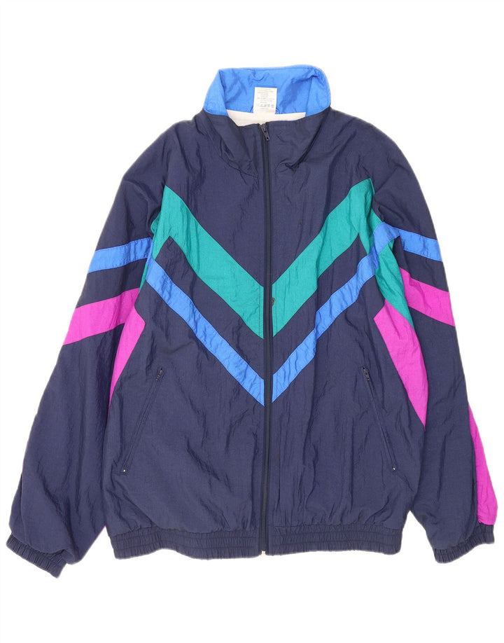 Vintage træningsdragt til mænd EU 54 XL Marineblå Colourblock Polyamid