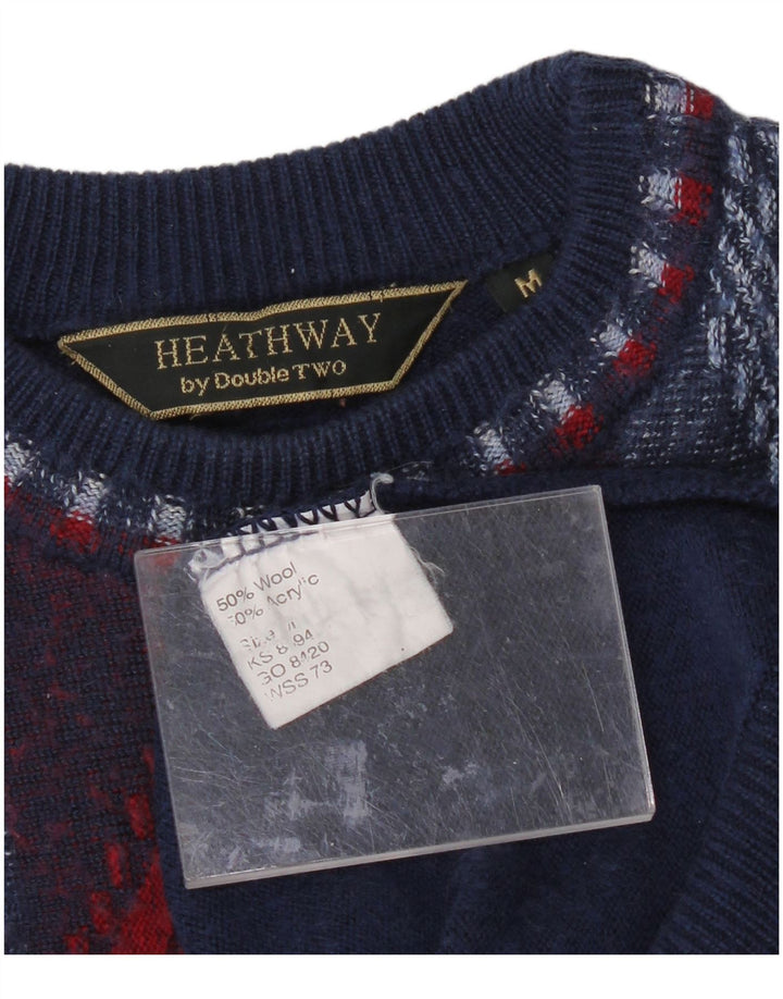 VINTAGE Womens Crew Neck Jumper Sweater UK 14 Medium Navy Blue