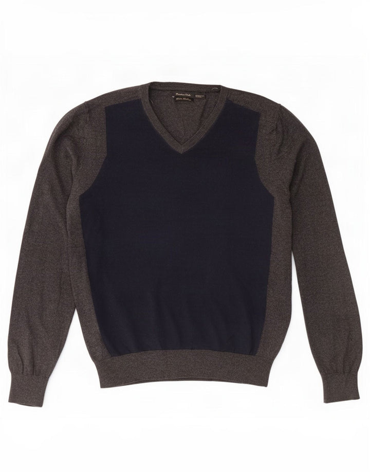 Massimo Dutti Herre V-hals sweater Medium Grå Colourblock Bomuld