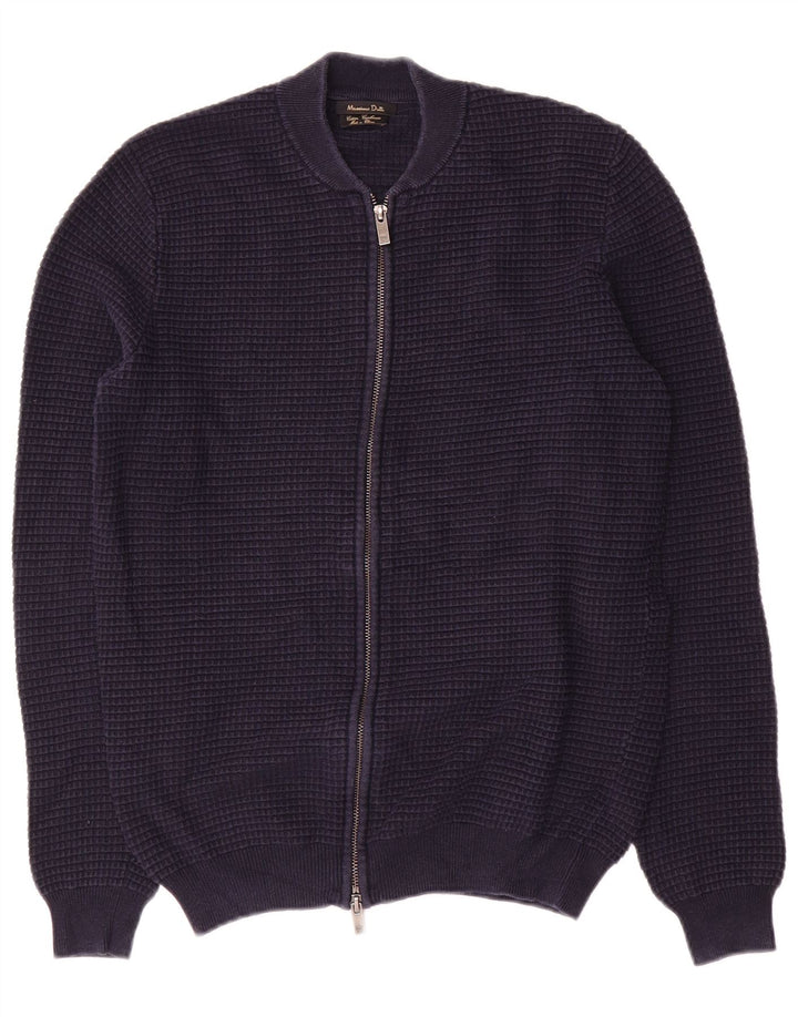 Massimo Dutti Herre Cardigan Sweater Medium Marineblå Bomuld