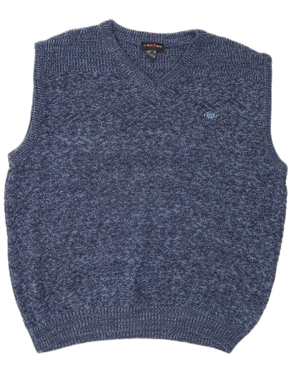 Vintage Herrevest Tank Top UK 44 XL Blå Flecked Bomuld
