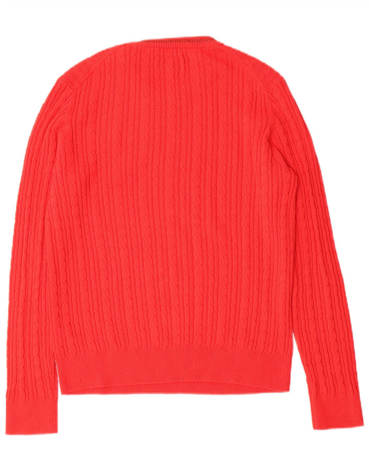 JACK WILLS Womens Crew Neck Jumper Sweater UK 12 Medium  Red Cotton