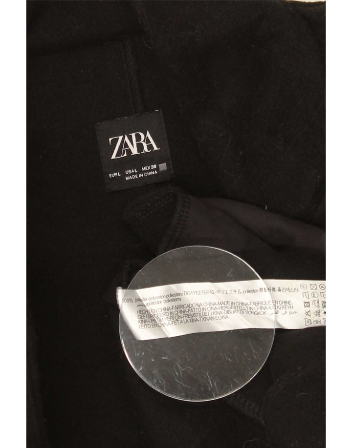 Zara Dame Overfrakke UK 16 Stor Sort Polyester