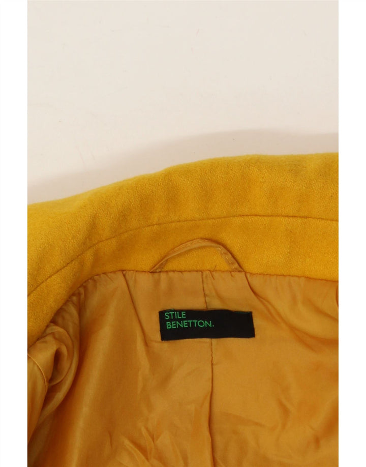 BENETTON Womens Overcoat IT 48 XL Yellow Wool Vintage Benetton and Second-Hand Benetton from Messina Hembry 
