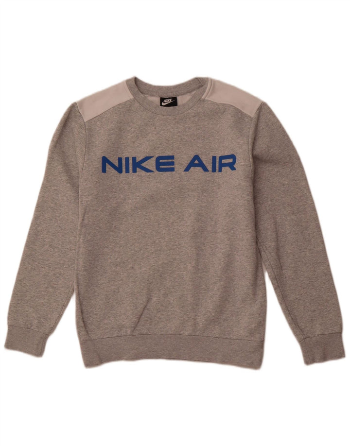 NIKE grafisk sweatshirt til mænd, lille grå farveblok bomuld