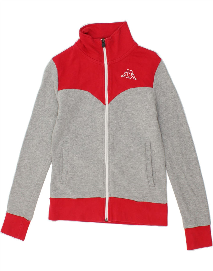 KAPPA Womens Tracksuit Top Jacket UK 10 Small Grey Colourblock Cotton Vintage Kappa and Second-Hand Kappa from Messina Hembry 