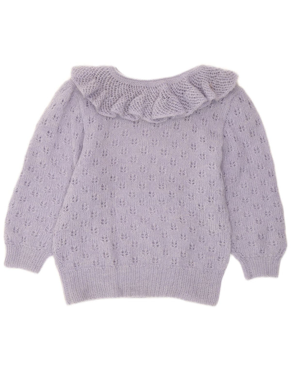 Vintage Dame Flæse Boat Neck Jumper Sweater UK 12 Medium Lilla