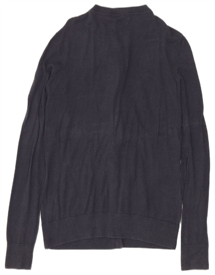 Nautica Dame Cardigan Sweater UK 10 Small Navy Blue Bomuld