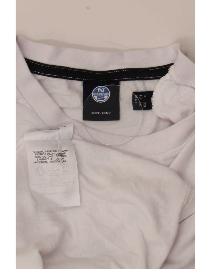 North Sails Herre Grafisk T-Shirt Top Stor Hvid Bomuld