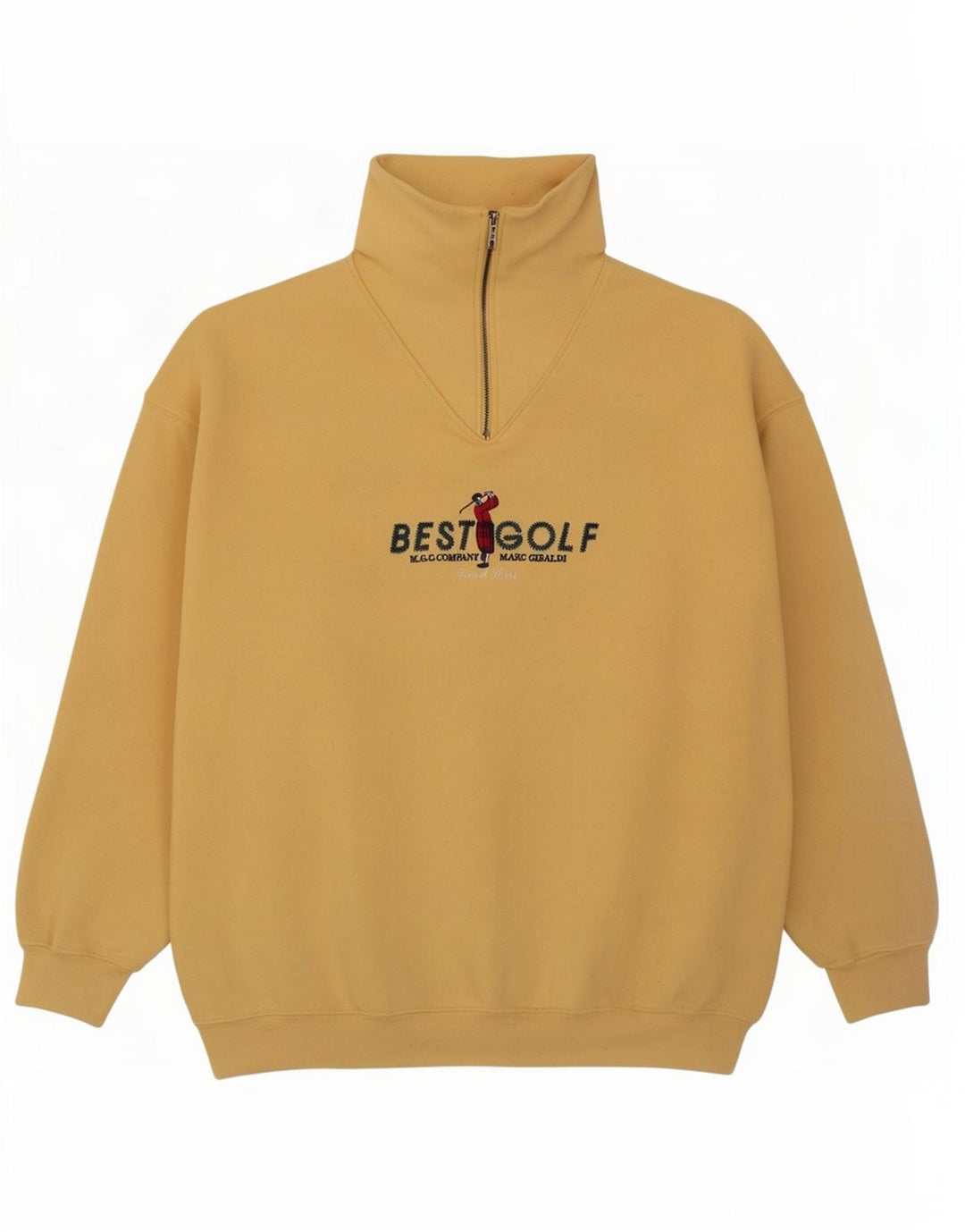 Marc Gibaldi Herre Golf Grafisk Zip Neck Sweatshirt Jumper Stor Gul