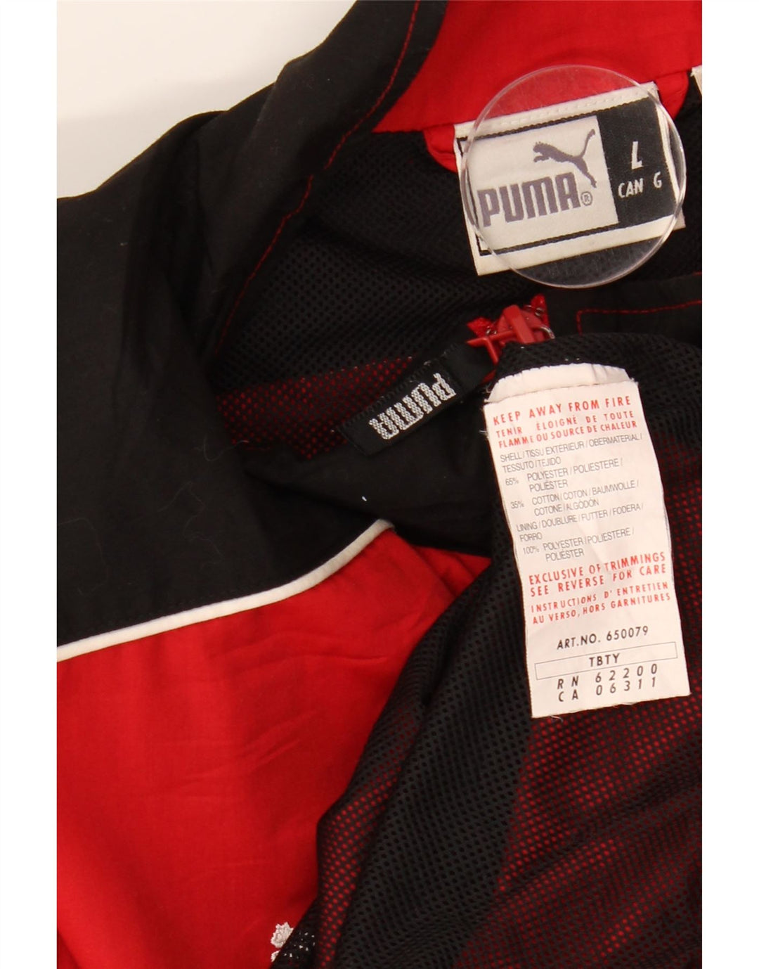 PUMA Mens Tracksuit Top Jacket Large Red Colourblock Polyester