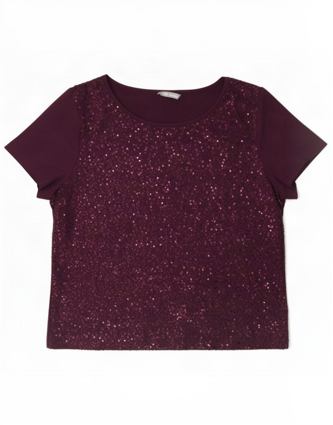 Marks & Spencer Dame Pailletbluse Top UK 14 Large Burgundy