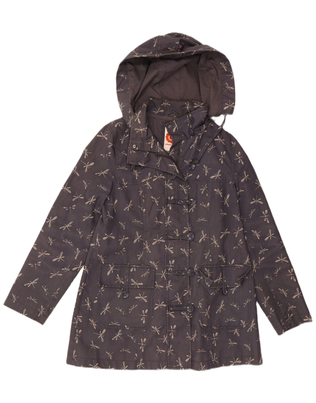 WHITE STUFF Dame Windbreaker Jacket UK 14 Large Navy Blue Animal Print