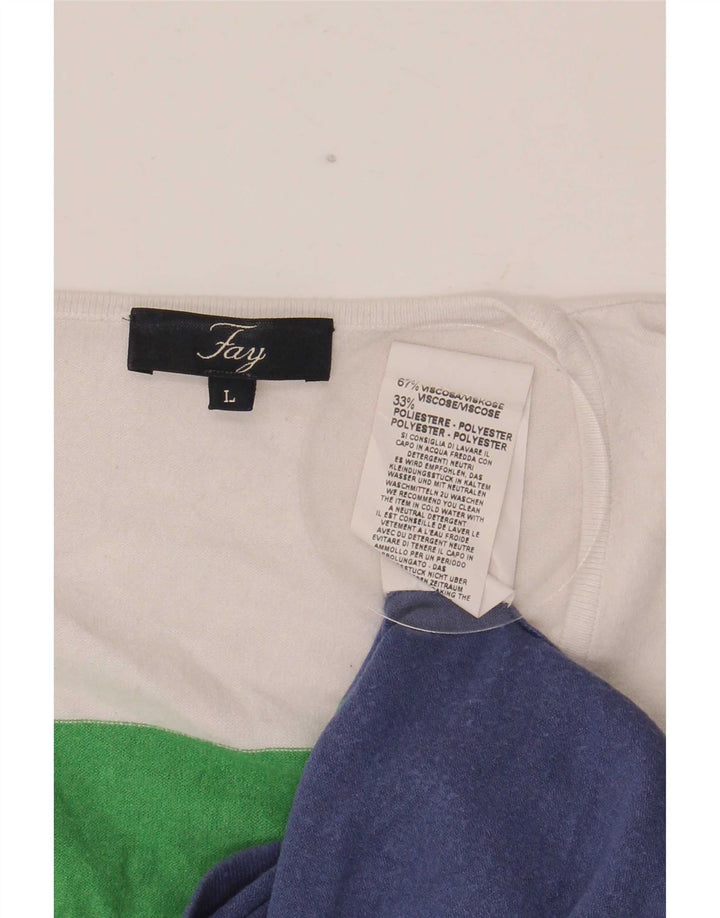 Fay Dametop Langærmet UK 14 Stor Flerfarvet Colourblock Viscose