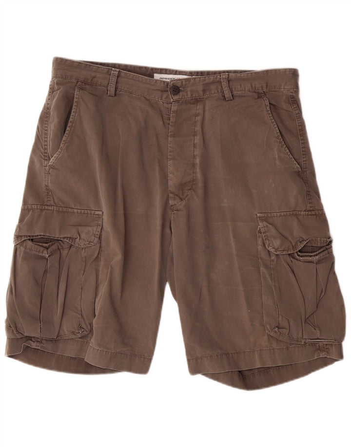 40Weft Herre Cargo Shorts W36 Large Grå Bomuld