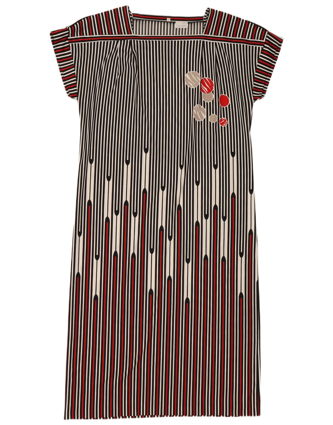Vintage Dame Shift Dress IT 48 XL Sort Stribet
