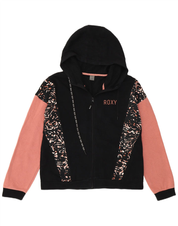 Roxy Dame Grafisk Hættetrøje Sweater UK 10 Small Black Colourblock