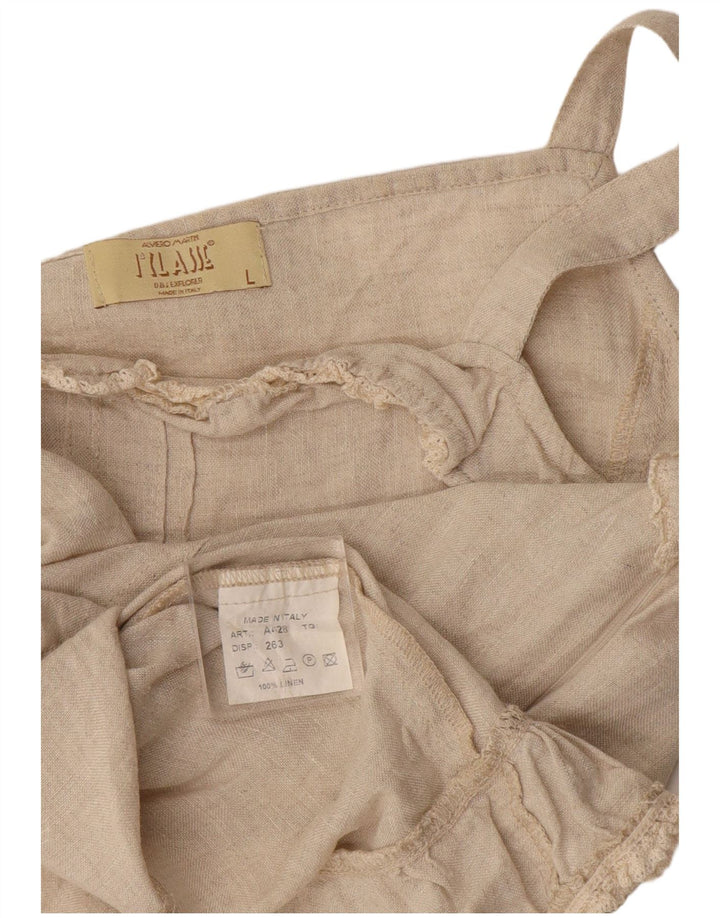 ALVIERO MARTINI Dame Crop Cami Top UK 14 Large Beige Linen