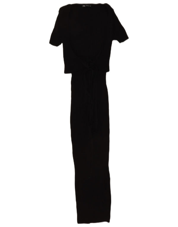 Zara Dame Maxi Dress UK 12 Medium Sort Bomuld