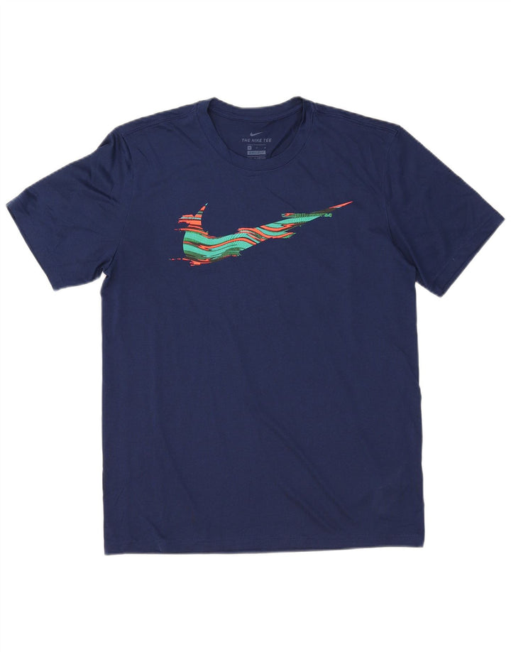 Nike Herre Dri Fit grafisk T-shirt top mellem marineblå polyester